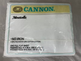 New Vintage Cannon Monticello Double Full Flat Sheet White USA Made No Iron  - £18.00 GBP