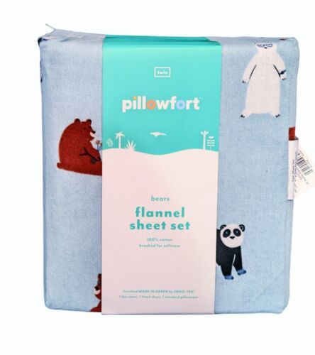 NEW Pillowfort Twin Flannel Sheet Set Bears NEW WITH TAGS - $19.31