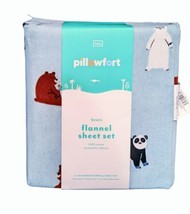 NEW Pillowfort Twin Flannel Sheet Set Bears NEW WITH TAGS - £15.43 GBP