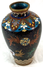Antique Japanese Goldstone Cloisonne Enamel Vase Meiji Period Bright Colors - $99.99