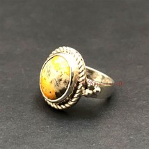 Handmade Genuine Bumble Bee Jasper Ring 925 Silver Bohemian Womens Gift Jewelry - £33.35 GBP