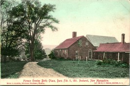 Vtg Postcard Pre-1910 Undivided - Birth Place of Horace Greeley Amherst, NH - £4.77 GBP