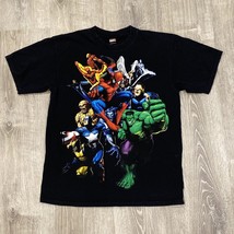 Vintage Mad Engine Marvel X-Men Avengers Hulk Spiderman TShirt Black Mens Large - £69.36 GBP