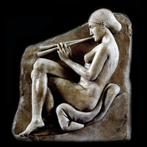 Ancient Greek Nude Girl with Flutes Wall Relief Sculpture Plaque - £50.61 GBP