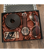 New Mens Watch Set with Gift Box Fashion Leather Belt Sunglasses Busines... - $79.99+