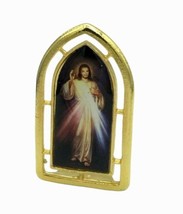 DIVINE MERCY Catholic Religious Mini desk Standing Plaque in Gold Tone Jesus  - £10.02 GBP