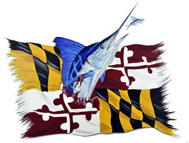 Marlin and Maryland State Flag Decal Sticker - Auto Car Truck RV Cell Cup Boat - £5.54 GBP+