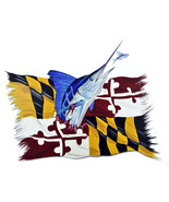 Marlin and Maryland State Flag Decal Sticker - Auto Car Truck RV Cell Cu... - £5.50 GBP+