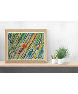 Painting Fall Leaves Original Native Feather Arrow Modern Abstract Signe... - $40.02