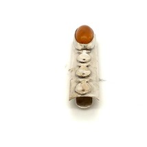 Antique Signed 835 TM Cabochon Oval Egg yolk Amber Stone Fish Bar Tie Pi... - £43.52 GBP
