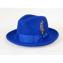 Men's Milani Wool Fedora Hat Soft Crushable Lined FD219 Royal Blue image 3