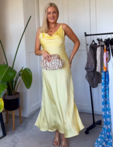 ZARA BNWT 2025. YELLOW LONG SATIN DRESS V NECK. 2590/987/300 - $107.60