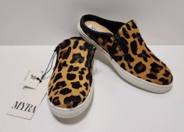 NWT Womens Size 9 Myra Bag Leather Cowhide Leopard Design With Fur Slip ... - $38.88