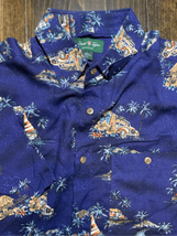 Woody Wagon Hawaiian Button Down Shirt-Small David Taylor Blue S/S Surfing’ Euc - £17.74 GBP