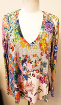 Johnny Was Long Sleeve Tee Sz-L Multicolor Floral - £111.63 GBP