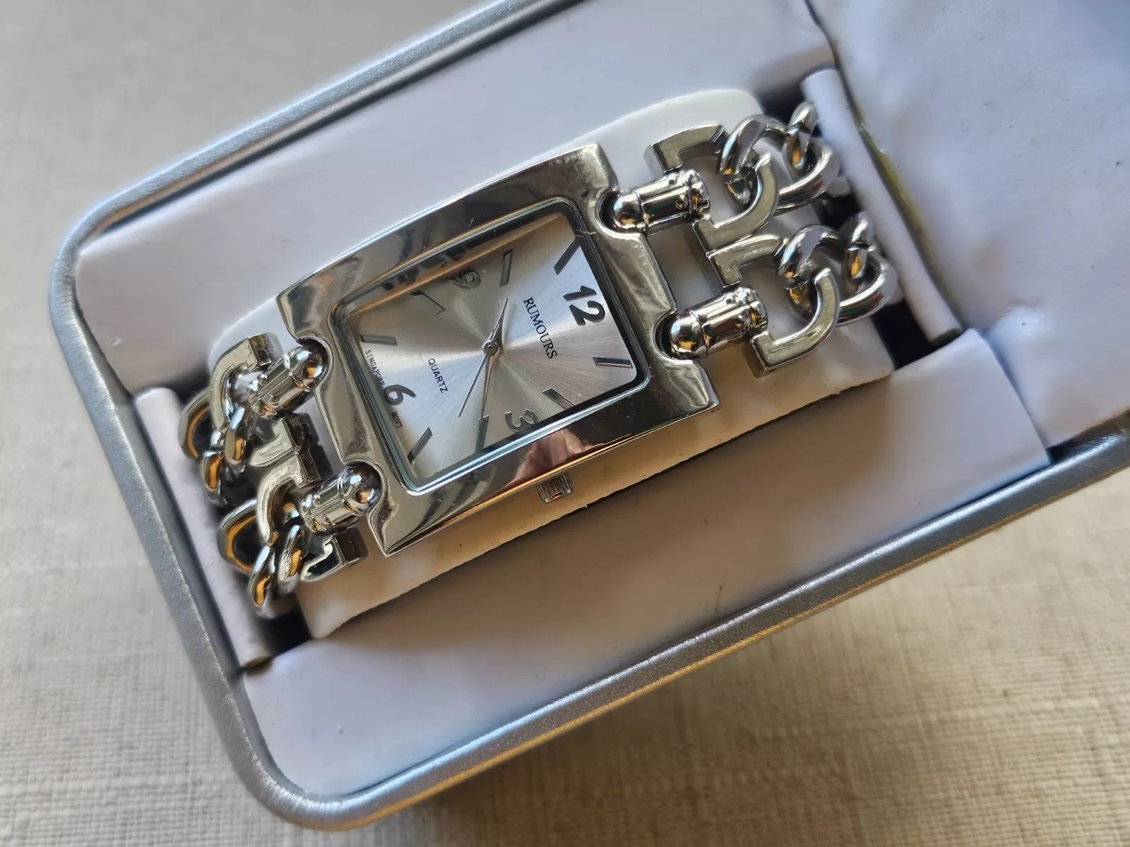 Rumours Ladies Wristwatch Silver Tone Chain Bracelet Wrist watch Analog Quartz