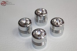 Clear Diamond Tire Air Valve Stem Cap Cover Set Hot Rat Street Rod Custom Truck - £22.53 GBP