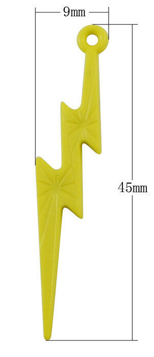 6 Lightning Charms Yellow Acrylic Pendants Plastic Weather Findings 45mm - $1.69