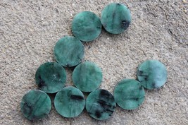 Natural Emerald Gemstone Fancy Coin Shape Smooth Gemstone, 10 Pieces (5 ... - £57.49 GBP
