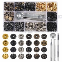 132 Sets Leather Snap Fasteners Kit, 12.5 Mm Metal Snaps Buttons Press Studs Too - £18.17 GBP
