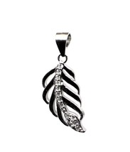 Pure 925 Sterling Silver Leaf Style Pendant CZ Platinum Finish for Girl - $21.46