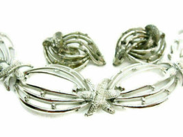 Bracelet XO  Detailed 7 1/2&quot; Silver Tone Statement Chunky Ear Clip Woman Vintage - £11.86 GBP