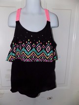 Justice Black Layered Tank Top W/ Braided Straps  Size 14 Girl&#39;s EUC - £12.20 GBP