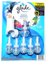 Glade Plugins Scented Oil 1 Warmer 6 Refills Aqua Waves Sea Salt Island Flowers - £25.56 GBP