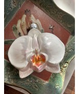 Pink &amp; White Orchid Flower Glass Christmas Ornament made In Poland - £18.47 GBP