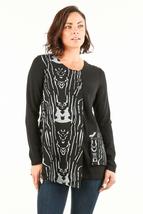 HSA Women&#39;s BWomen&#39;s Black/White Abstract Print Round Neck Tunic Toplack/White A - £65.07 GBP