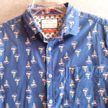 Denim &amp; Flower Mens Slim Fit Button Up Shirt Sailboats Size L Blue Short... - £9.58 GBP