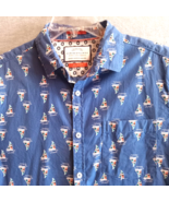 Denim &amp; Flower Mens Slim Fit Button Up Shirt Sailboats Size L Blue Short... - £9.63 GBP