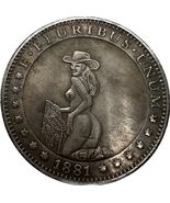 1881 Morgan Dollar Fantasy Medal Featuring Girl in Cowboy Hat - $18.55 CAD