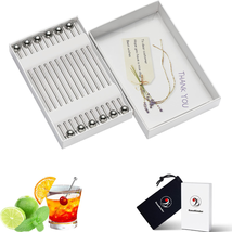 Cocktail Picks in Gift Box Upgrade Stainless Steel Martini Olive Skewers 12PCS  - £16.22 GBP
