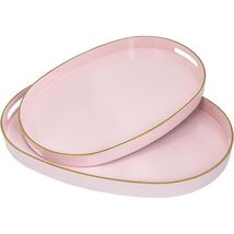 Yumchikel 14x7.5 Rose Gold Lace Rim Plastic Serving Trays 12-Pack Party - $34.85