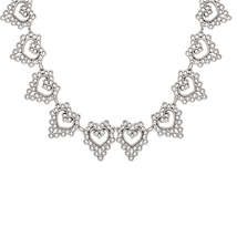 Silver-Plated Open Flower Heart Choker Necklace - £10.38 GBP