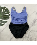 Miraclesuit Womens Vintage y2k One Piece Swimsuit Size 12 Periwinkle Black - $47.37 CAD
