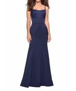 La Femme 27524 Structured Scoop Jersey Trumpet Gown SZ 8 ($348) Navy - $156.42