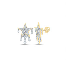 14kt Yellow Gold Mens Round Diamond Drip Star Earrings 3/4 Cttw - £611.16 GBP