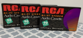 Lot of 3 - RCA Blank Audio Cassette Tapes 90 Minutes Hi-Fi Stereo NEW SE... - $11.87