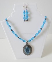 Aqua Blue Crystal Necklace Set - £16.52 GBP