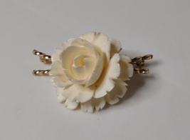 Burt Cassell 12K Gold Filled White Rose Brooch - £31.93 GBP