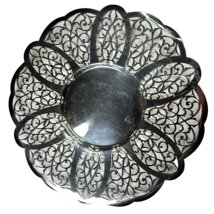 Rare Vintage Large 10&quot; Fancy Lovelace Silver Plated Platter Serving Tray Dish 42 - £39.50 GBP