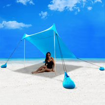 Sunshade Beach Tent Sun Shelter UPF 50+ Portable Canopy Tent 7.6‘X7.2&#39; For 4 PPL - £46.03 GBP+