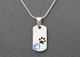 Swarovski Crystal Pewter Dog Tag - Paw - Choice of Birthstone - £137.70 GBP