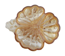 Marigold Doric Pattern Jeannette Glass 3 Section Candy Dish Handle Pansy... - $14.73