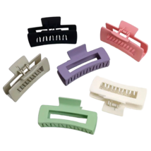 6pc Hair Claw Shark Clips 3.4&quot; Matte Casual Hollow Square Non-Slip New L... - £9.77 GBP