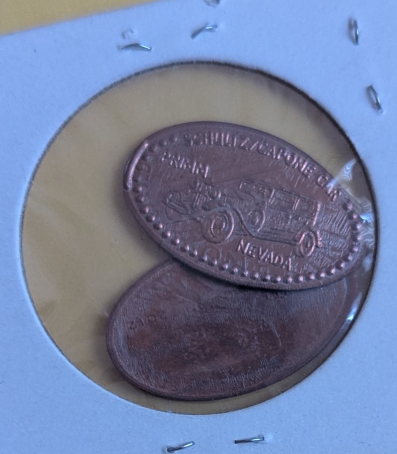 Bonnie &amp; Clyde Car, Schultz-Capone Car Primm, Nevada Elongated Penny, 2 ... - $4.95