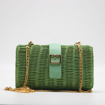 New rattan straw woven bag green camel woven female purses and handbags - £38.16 GBP