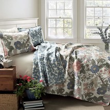 Lush Decor Floral Sydney 3-Piece Quilt Set Reversible Bedding (King), Leaf Print - £86.98 GBP